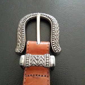 Talbots Genuine Leather Belt With Metal Links